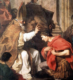 Encuentro de Ambrosio con Graciano en Sirmio (378)