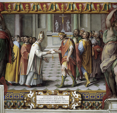 San Ambrosio y el emperador Eugenio (tras la muerte de Valentiniano II en 392)