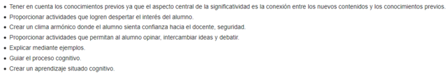 Pasos a seguir para promover el aprendizaje significativo