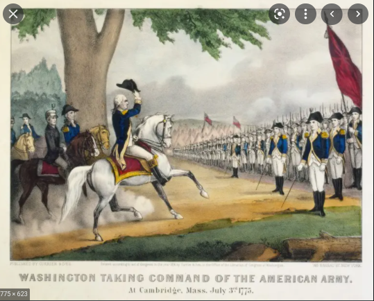 Washington arrives on outskirts of Boston with Continental troops