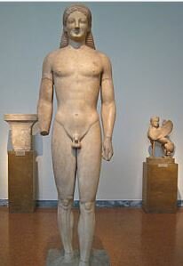 GRECIA. Kuros hallado en Merenda. Escultura