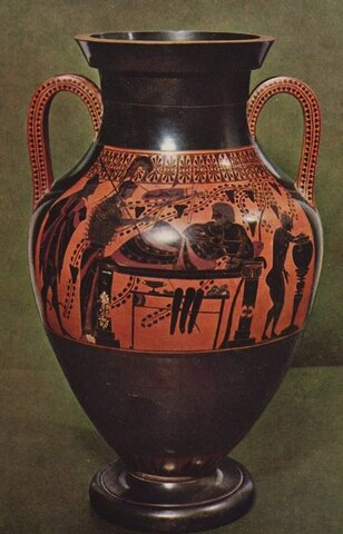 GRECIA. Cerámica bilingüe. Ánfora ática bilingüe: Cara B