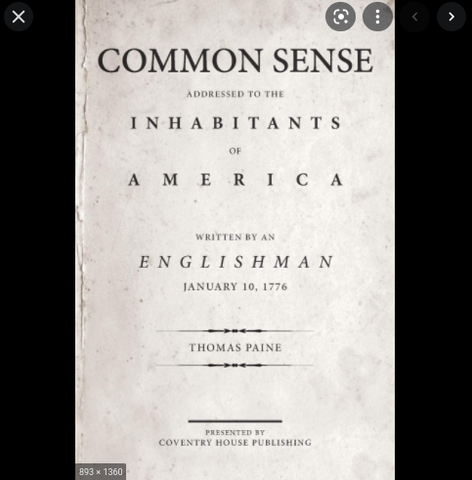 "Common Sense" published by Thomas Paine