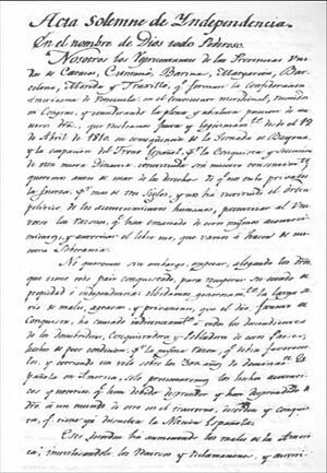 ACTA DE LA DECLARACIÓN DE INDEPENDENCIA DE VENEZUELA
