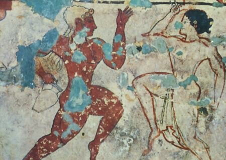 ROMA Fresco de la Tumba de los leones Siglo VI a.C. Arte Etrusco