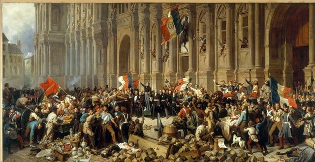 Lamartine frente al ayuntamiento rechaza la bandera roja