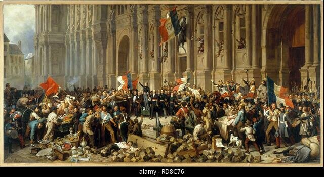 Lamartine frente al ayuntamiento de París rechaza la bandera roja