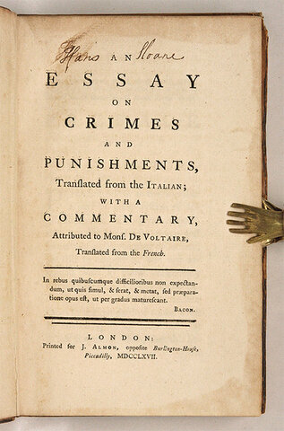 Cesare Beccaria writes On Crimes and Punishment