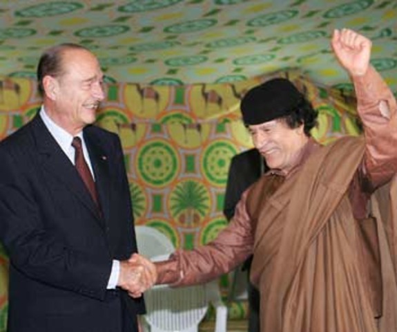 Jacques Chirac visita a Gaddafi