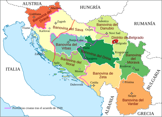 Nueva organización territorial del Reino de Yugoslavia