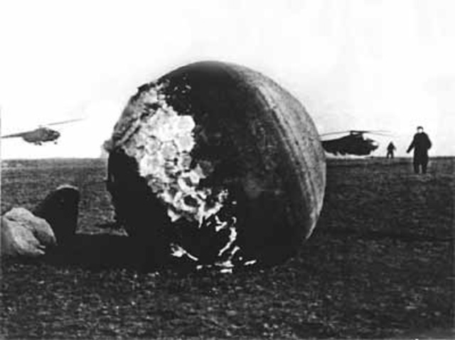 Vostok 1 is launched by the U.S.S.R., carrying Cosmonaut Yuri A. Gargarin, the first man in space. He orbits the Earth once.