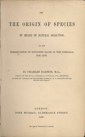 "Origin of Species by Means of Natural Selection" was published