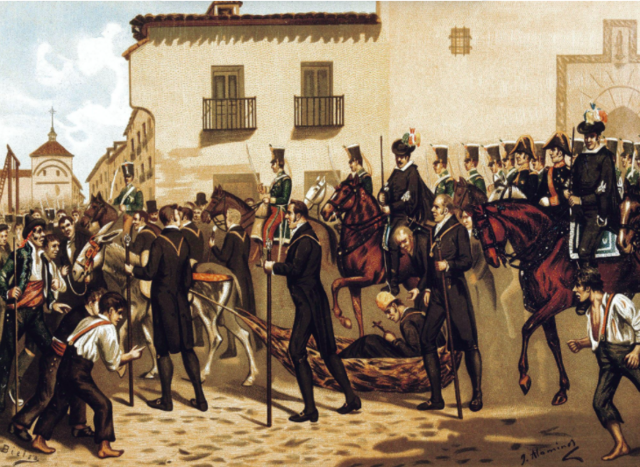 Triomfament del pronunciament liberal dirigit pel coronel Riego.