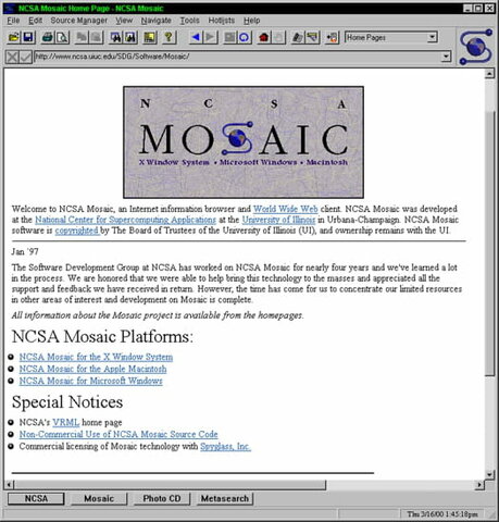 Mosaic: premier site Web