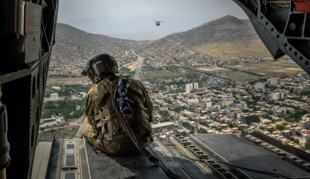 A U.S. soldier looks over Afghanistan, Joe Biden announced that he would be withdrawing American troops from Afghanistan.