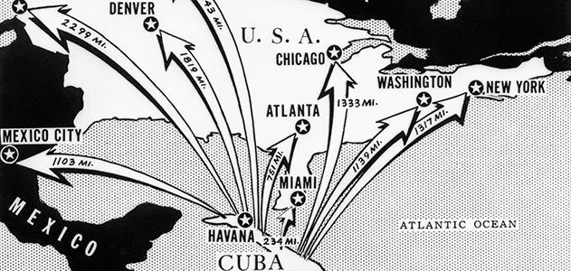 Cuban Missile Crisis almost leads to a nuclear war between the superpowers due to brinkmanship