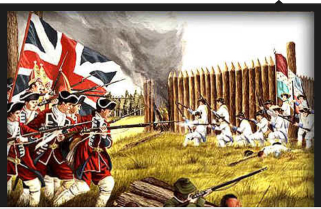 War between the British and French, known as the French & Indian War.  		The war is fought over disputed land claims in the Ohio River Valley.