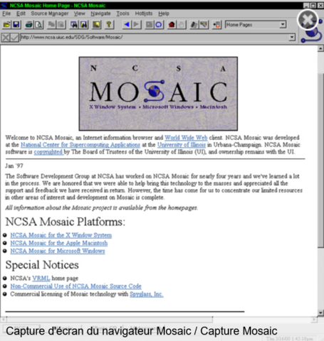 Apparition du Navigateur web NCSA Mosaic.