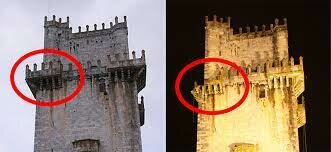 parte das ameias da varanda da torre de menagem do castelo caíram