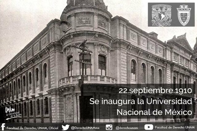 Justo Sierra inaugura la Universidad Naciona de México (UNM)