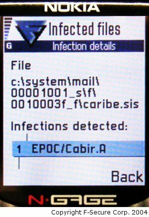 The first mobile virus, Cabir, is created