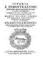 Istoria e dimostrazioni intorno alle Macchie Solari