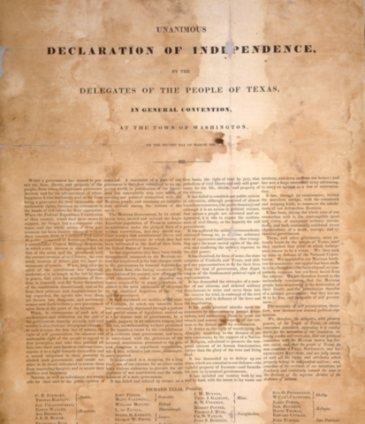 Texas declared independence