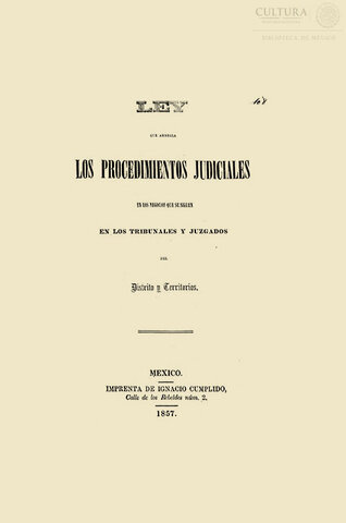 LEY PARA EL ARREGLO DE LOS PROCEDIMIENTOS JUDICIALES