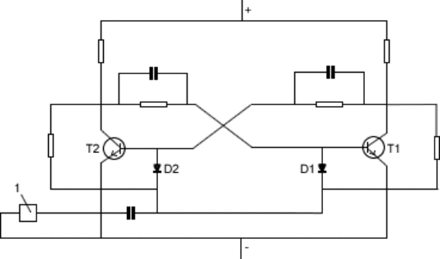 El primer circuito multivibrador o biestable