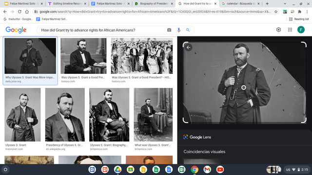 Election of Ulysses S. Grant.