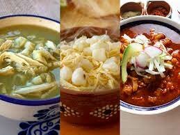 posole rojo, blanco y verde