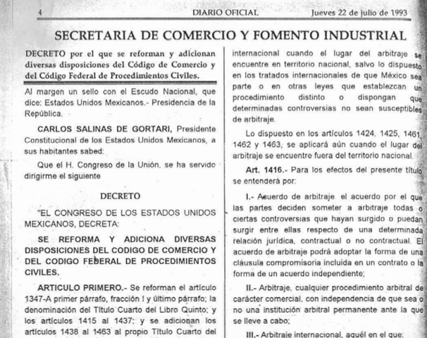 MÉXICO - REFORMA AL CÓDIGO DE COMERCIO