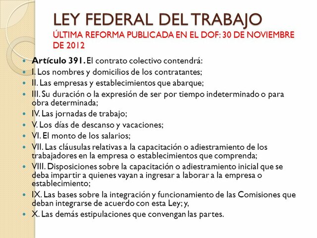 Nueva reforma a la LFT