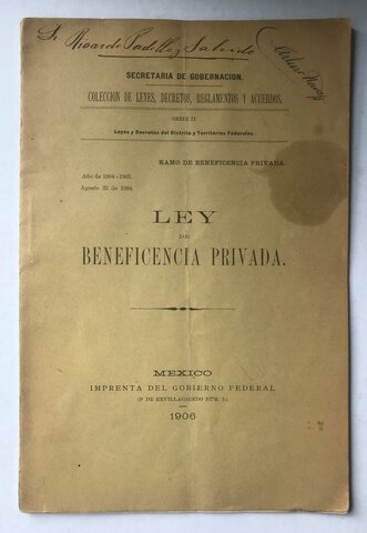 Ley de Beneficencia Privada para el Distrito Federal y Territorios Federales.