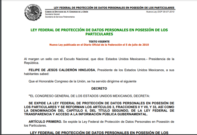 Derecho de la Protección de Datos Personales