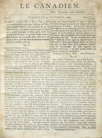 Création du journal Le Canadien