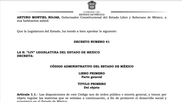 Se publica código administrativo del Estado 2001