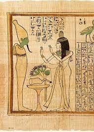 Jeroglíficos.los egipcios utilizaron como soporte como soporte de escritura el papiro,compuesto de una fibra de una planta juncosa del Nilo.