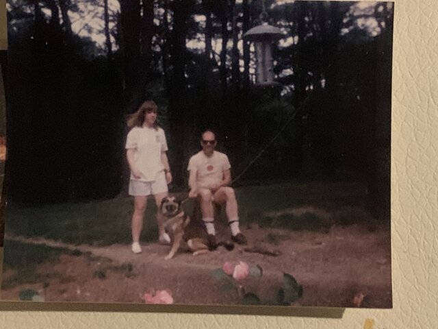 Sitting in backyard of new home in Duxbury