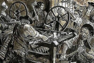 Destrucción de maquinaria textil en Alcoy