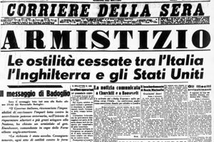 Annuncio della firma dell'armistizio tra il Regno d'Italia e gli alleati