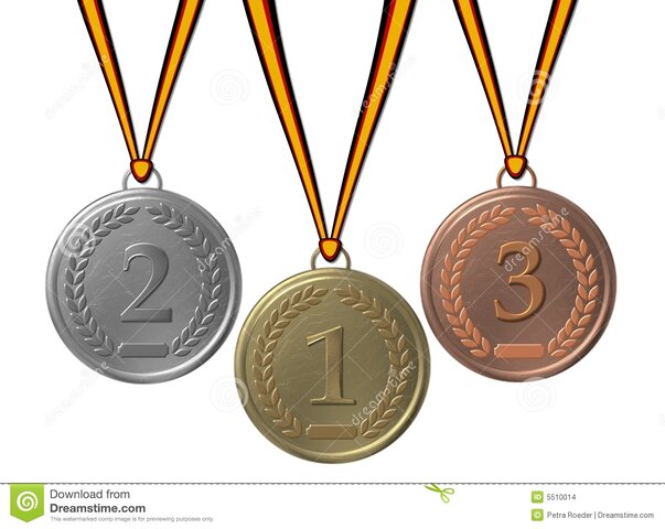 Medallas de oro, plata y bronce