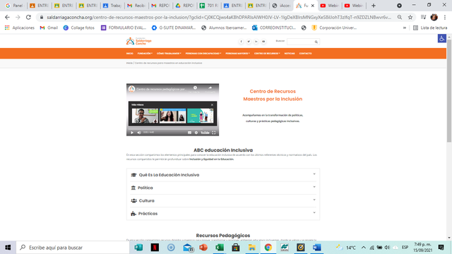 PAGINA CON SERVICIOS  DE RECURSOS PEDAGÓGICOS PARA PROMOVER UNA EDUCACIÓN INCLUSIVA