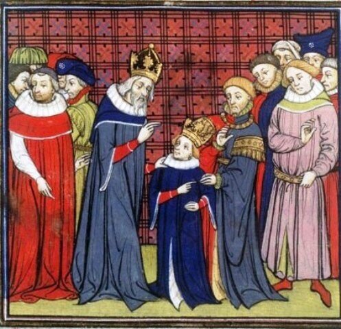 Charlemagne crowns son Louis the Povis
