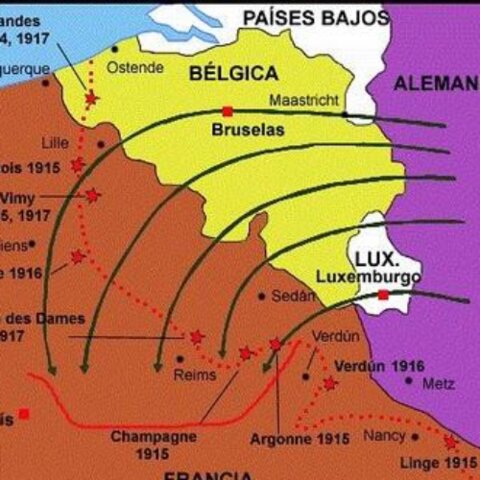 Ofensiva alemana en Bélgica hasta Verdún. Inicio del Plan Schlieffen