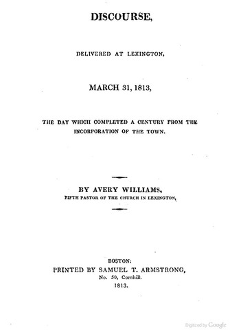 Discourse Delivered at Lexington