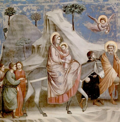 La huida a Egipto, de Giotto (Padua, Capilla Scrovegni).