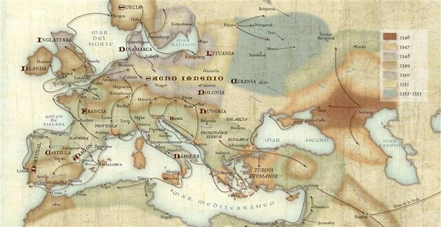 Llega la Peste Negra a Europa.