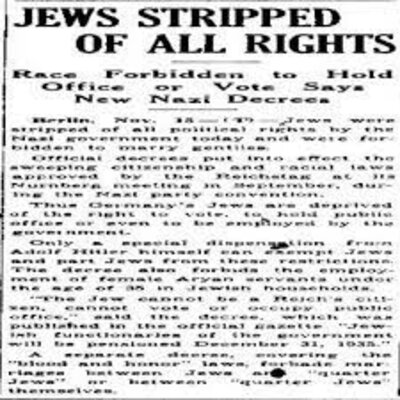 Timeline: Stripped Jews of all rights 1933-1939