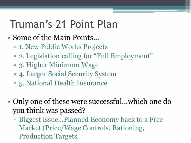 Truman’s 21-point plan